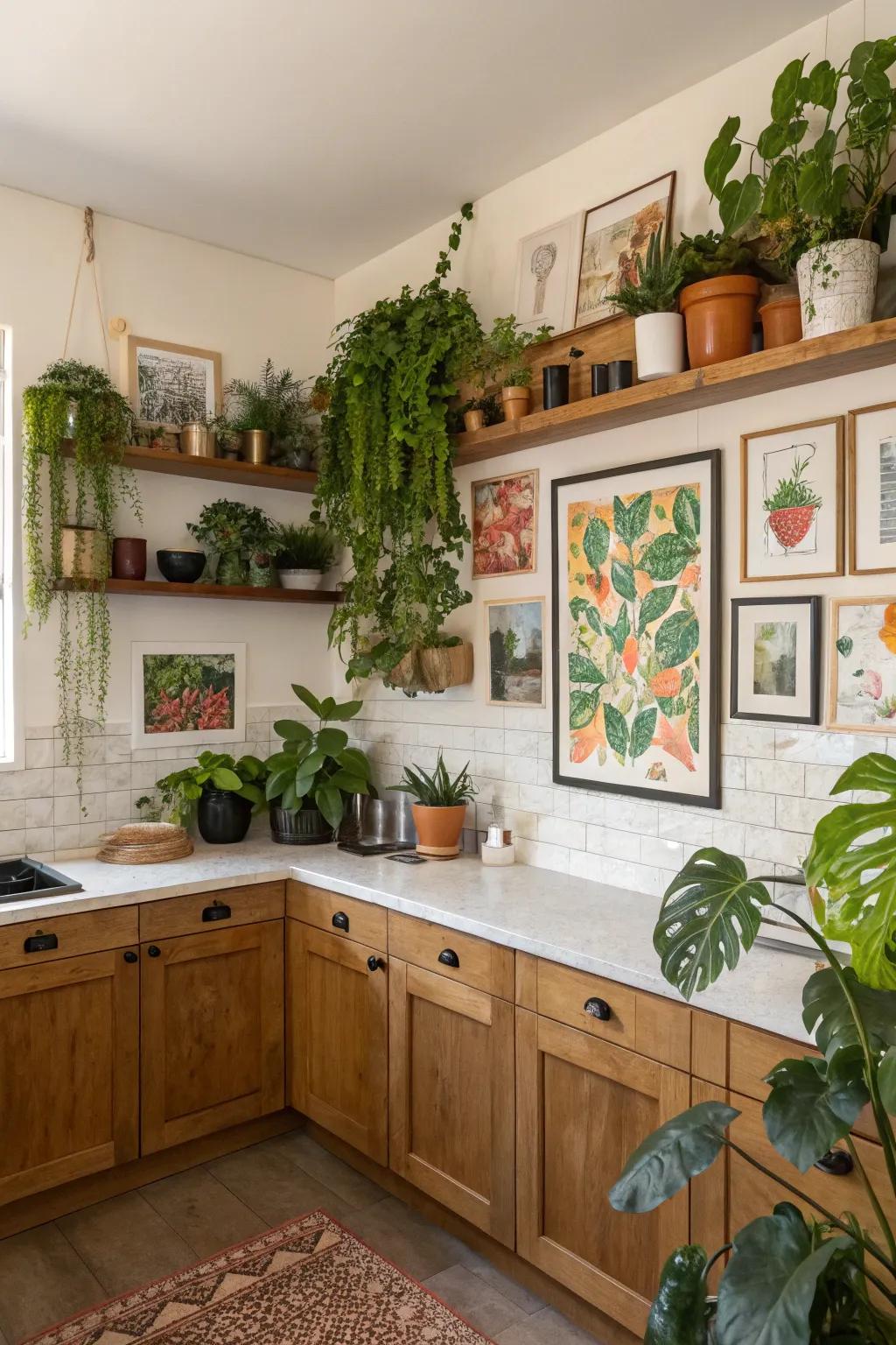 Inventive plant settings add visual flair to your kitchen.
