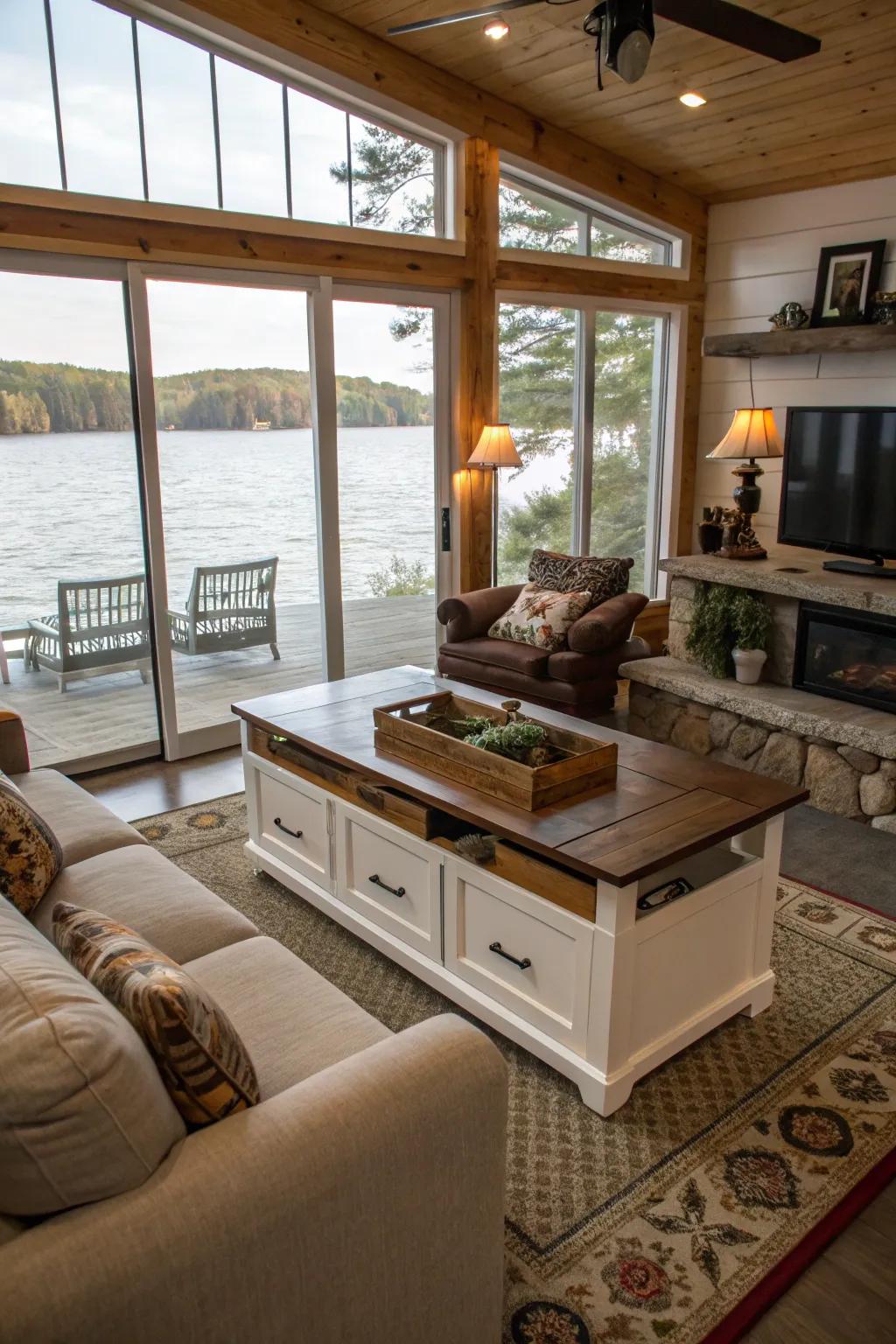 Versatile furniture maximizes utility and space.