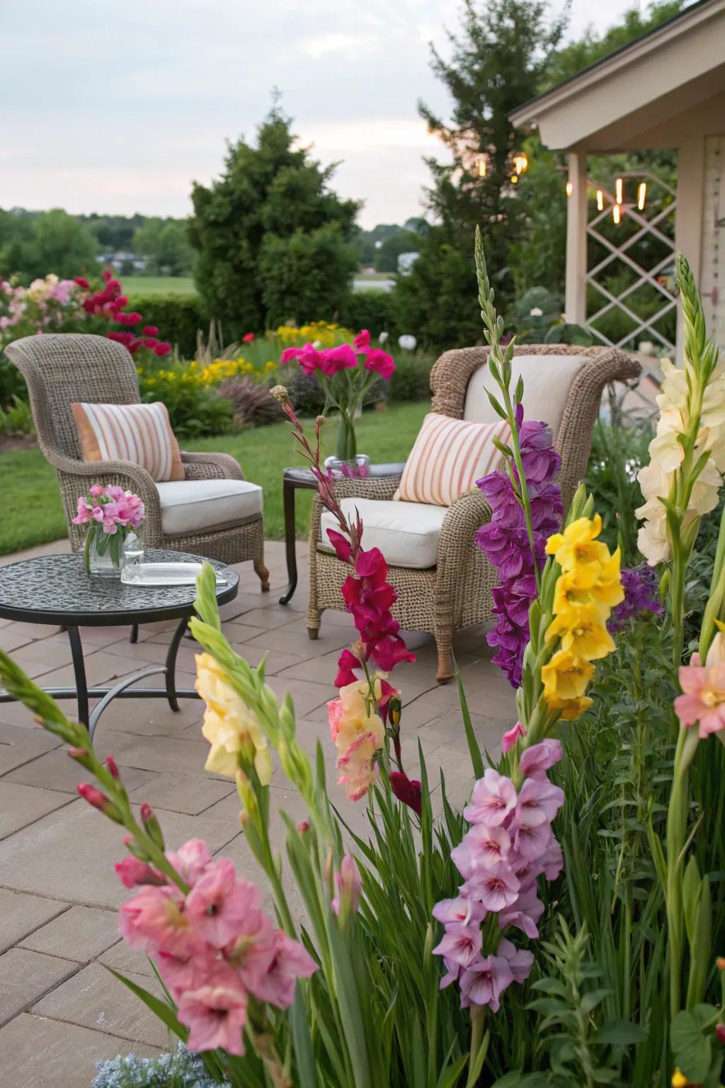 A garden creates a cozy space.