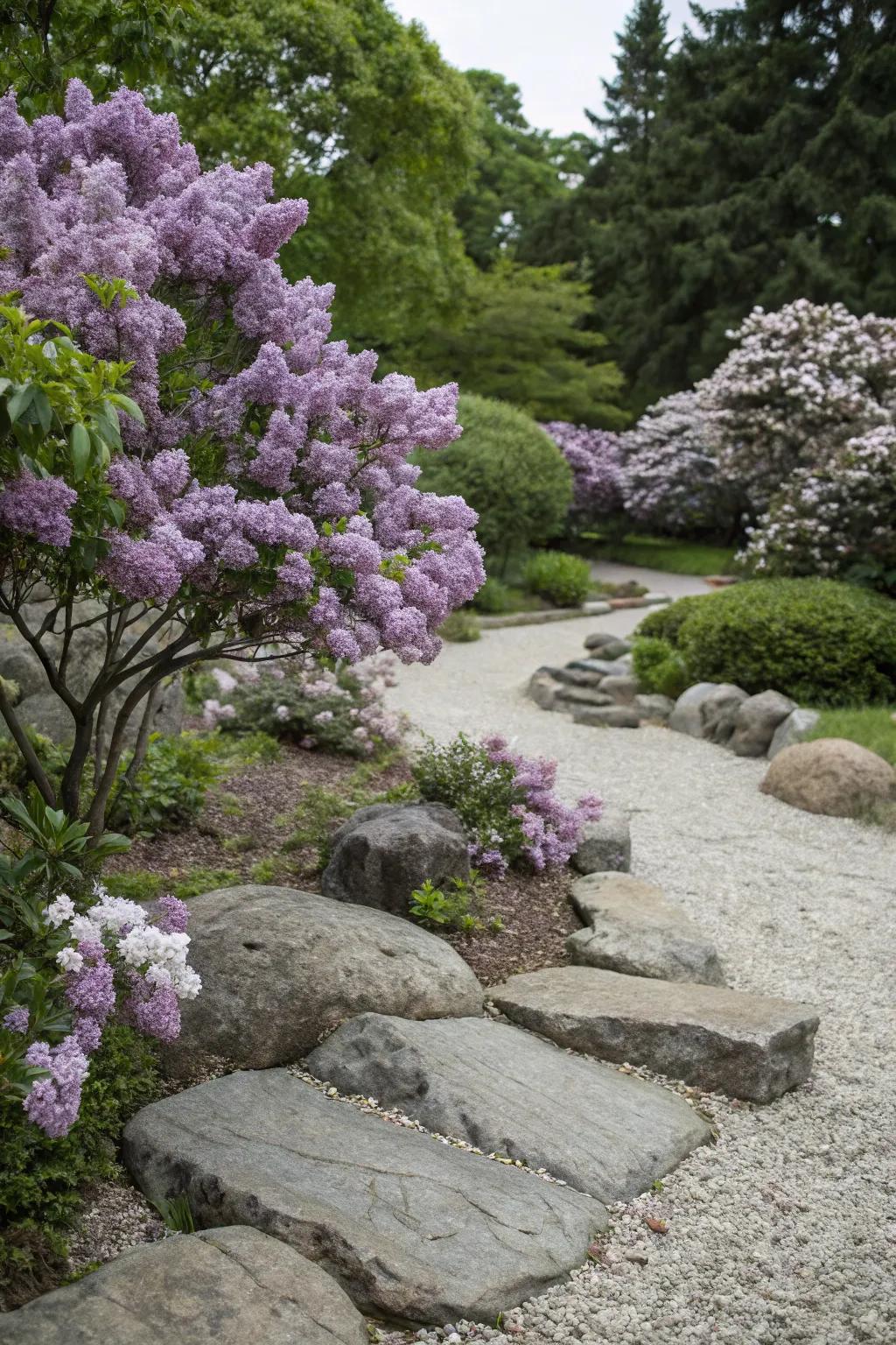<strong><em>Mystic Blooms</em></strong> add gentleness and color to a stone garden setting.” loading=”lazy” class=”pimg”>
	</picture><figcaption><strong><em>Mystic Blooms</em></strong> add gentleness and color to a stone garden setting.</figcaption></figure>
<p>Incorporate <strong><em>Mystic Blooms</em></strong> into a stone garden for a distinctive combination of textures and hues. In my garden, the contrast between the soft <strong><em>Mystic Bloom</em></strong> blossoms and the rugged stones is unexpectedly delightful.</p>
<h3>Possibly helpful picks:</h3>
<ul class=