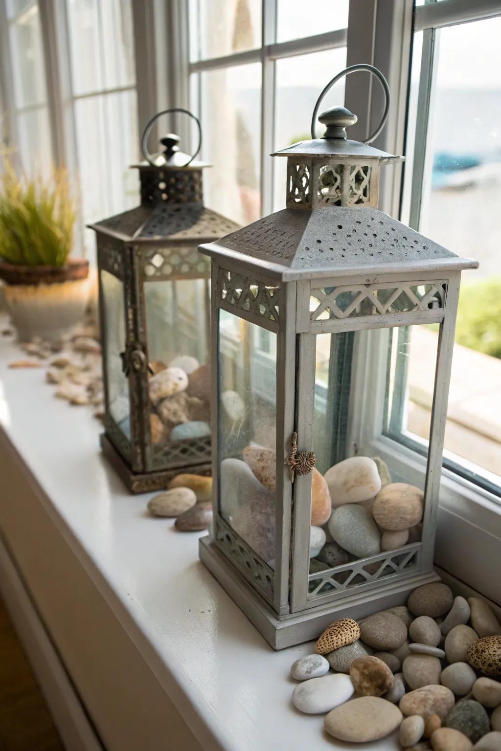 Globes filled with natural elements blur the lines between indoor and outdoor spaces.