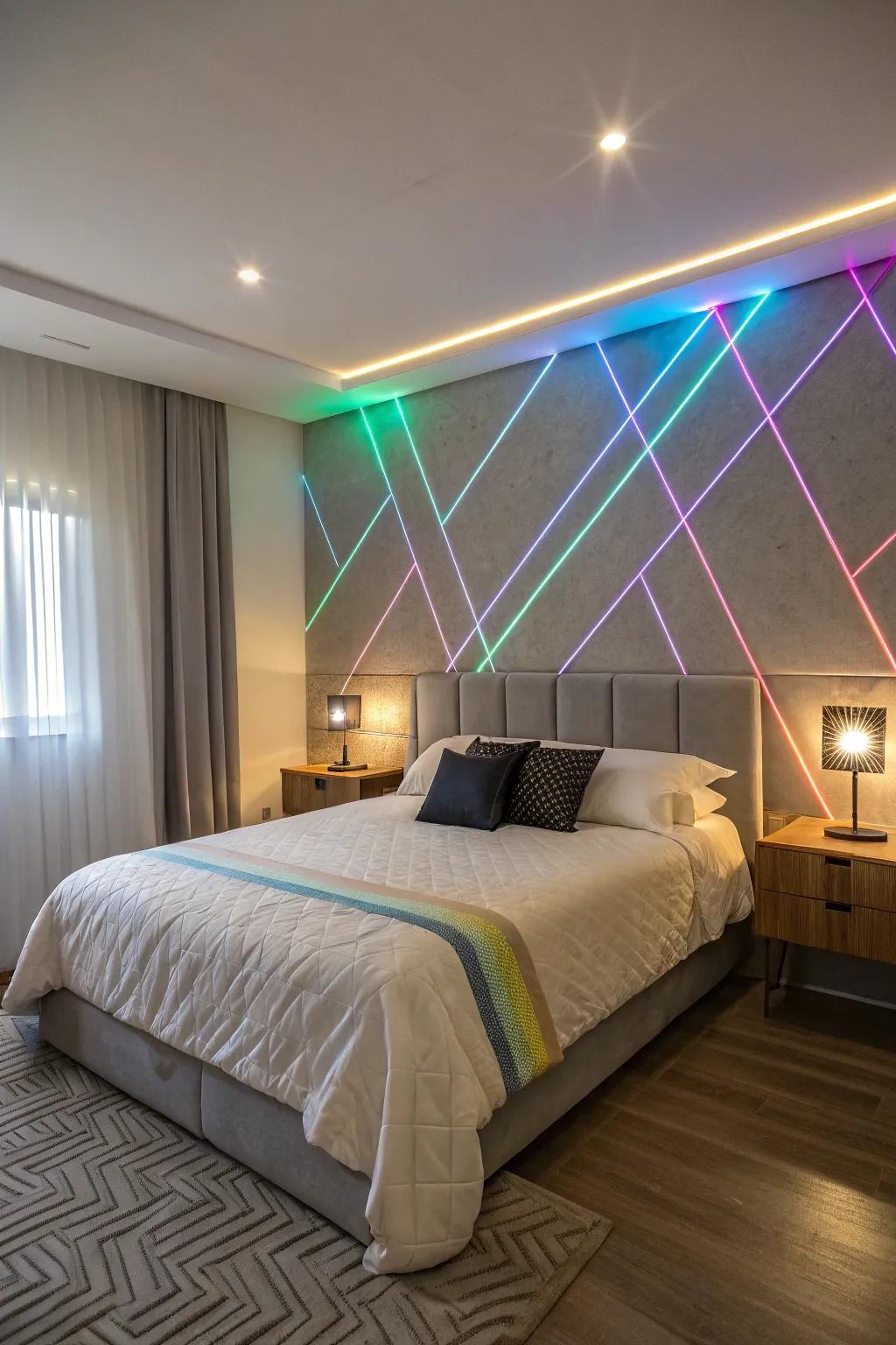 Using <strong><em>LED</em></strong> strips to create clean lines results in a minimalist aesthetic.” loading=”lazy” class=”pimg”>
	</picture><figcaption>Using <strong><em>LED</em></strong> strips to create clean lines results in a minimalist aesthetic.</figcaption></figure>
<p>For a modern, minimalist aesthetic, arrange <strong><em>LED</em></strong> strips on your walls or ceiling in geometric patterns. This strategy emphasizes architectural features and produces a refined visual statement.</p>
<h3>Consider these options:</h3>
<ul class=