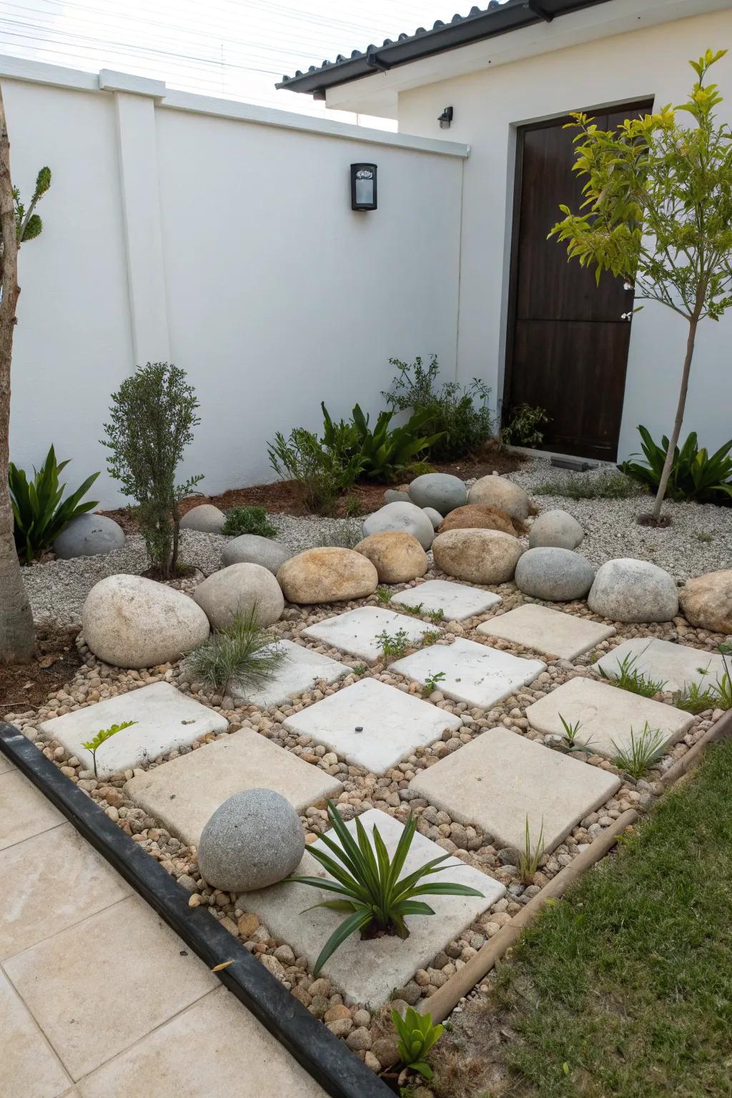 An understated stone layout providing simplicity and elegance.