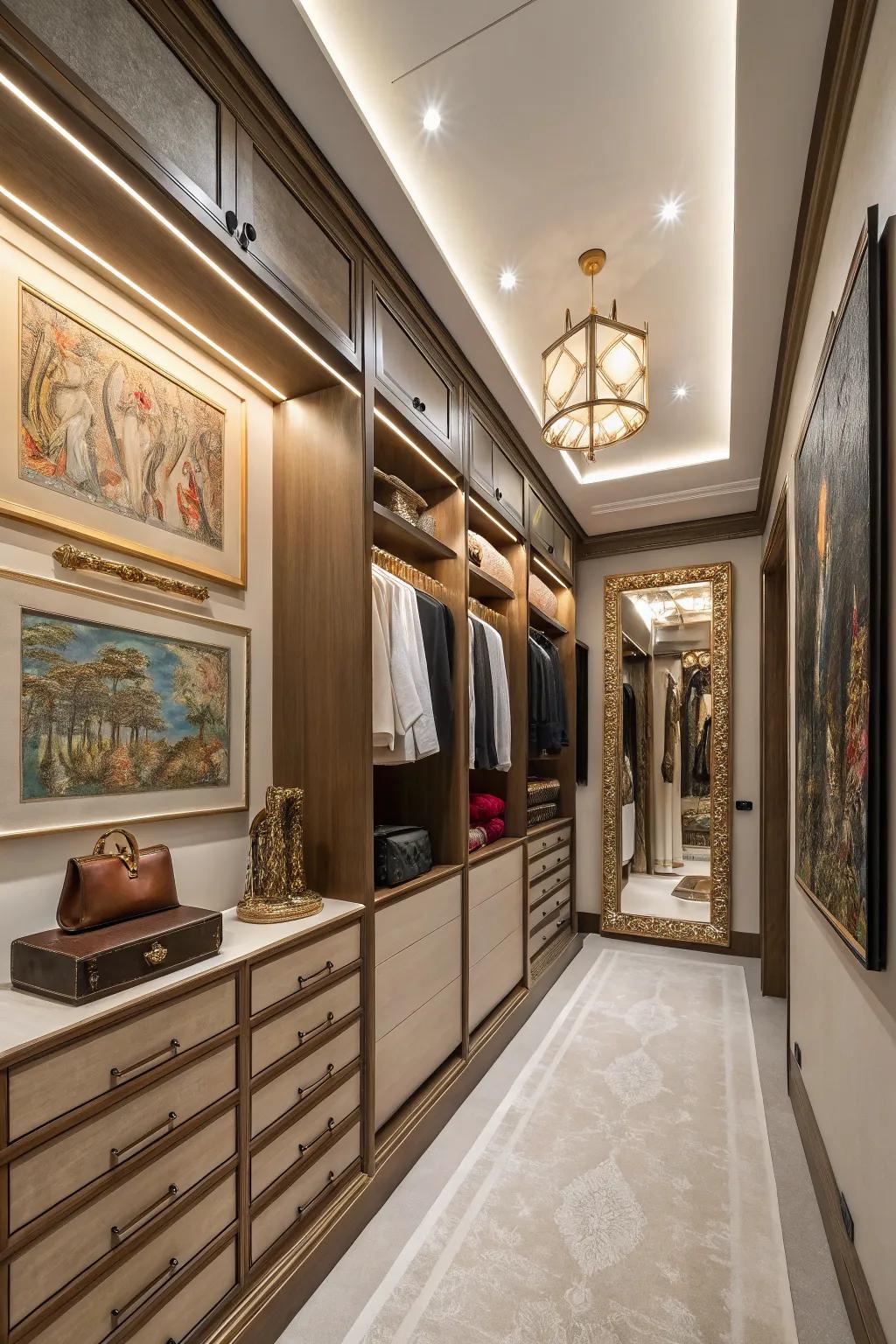 Refined art infusing personal flair into the closet.