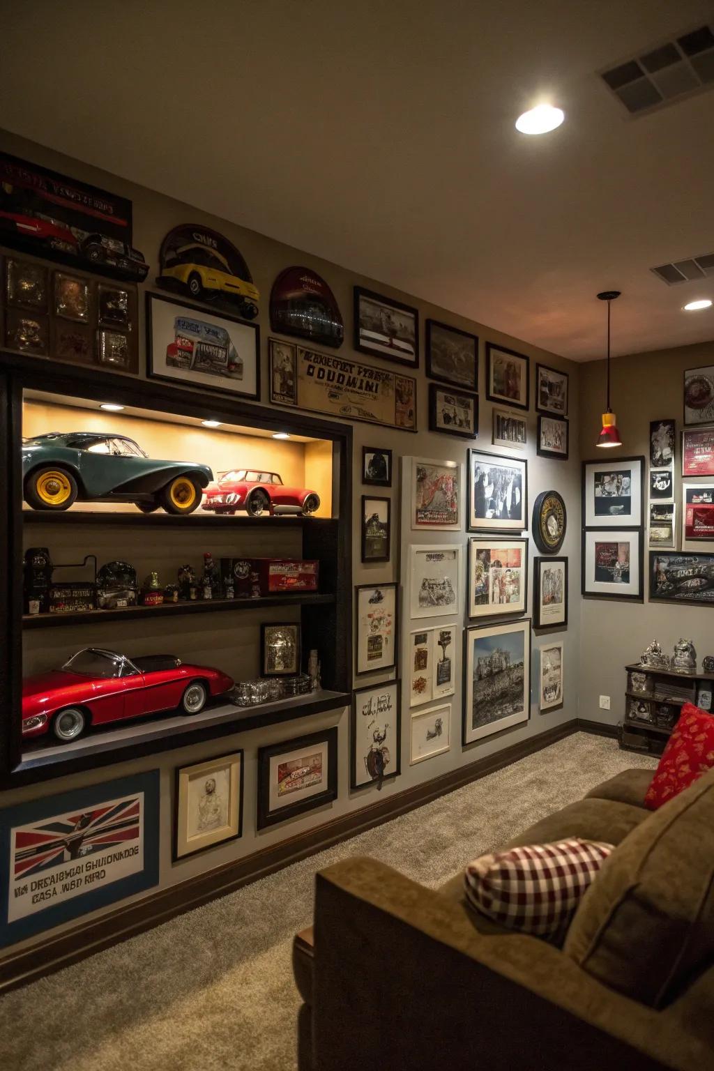 A curated collection gallery transforms your collectibles into an artistic display.