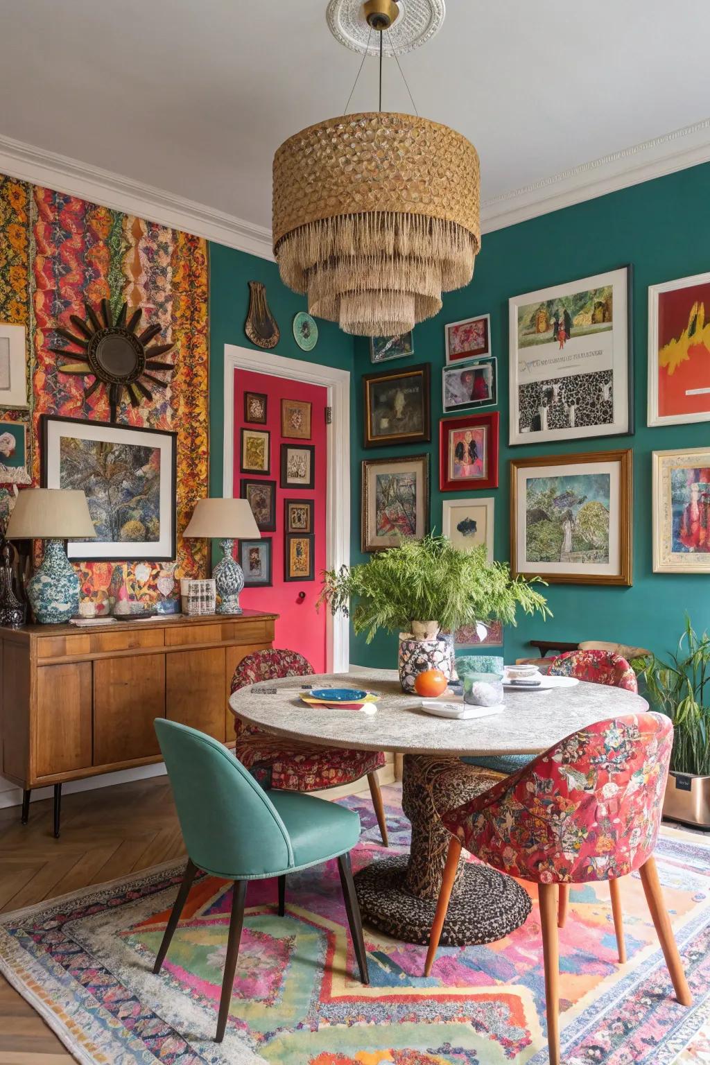 A lively dining area ready for entertaining.