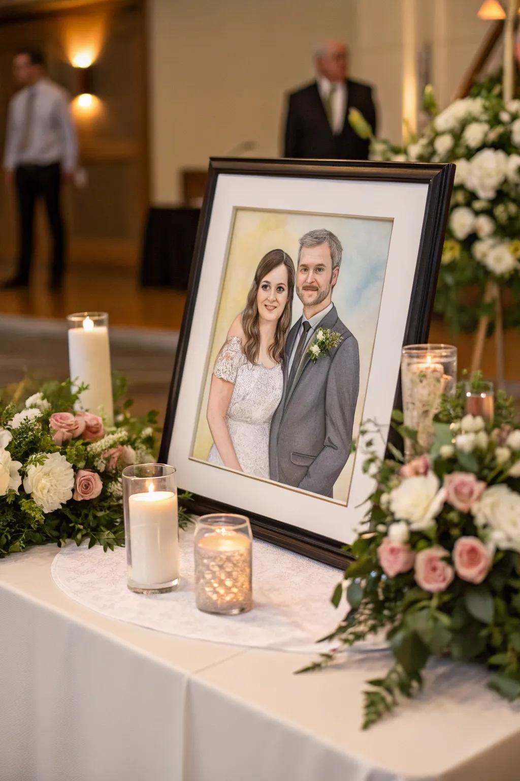 Custom illustrations present a distinguished and affectionate homage.