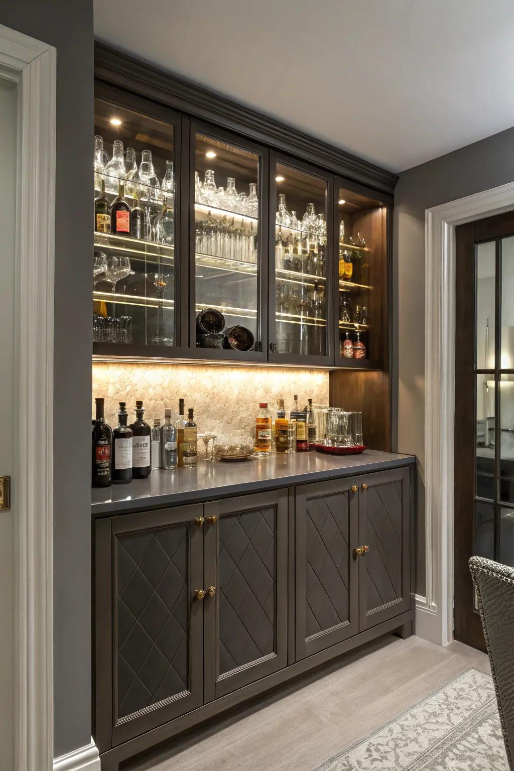 A hidden bar adds surprise and sophistication to any home.