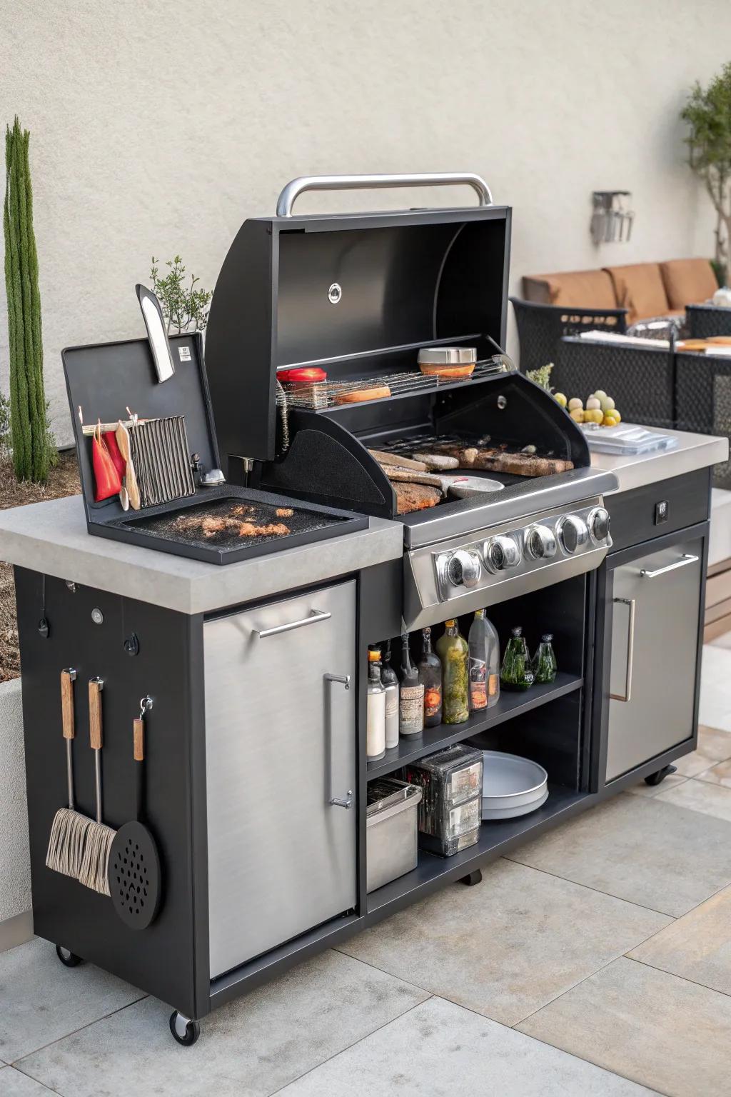 Modular BBQ islands offer flexible functionality.