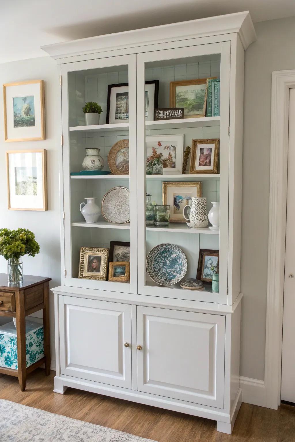 Artistic flair in a porcelain cabinet aesthetic.