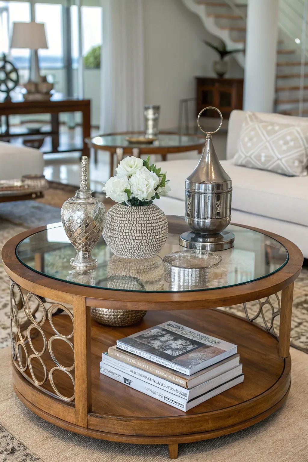 Pairing textures adds a modern twist to your coffee table.