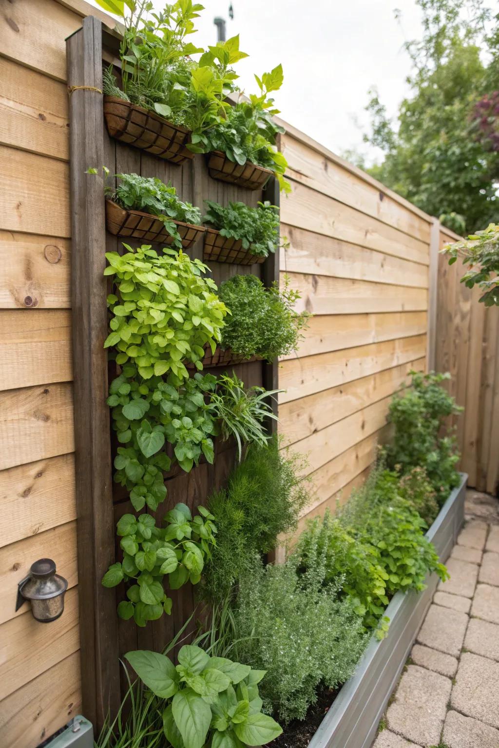 Upright gardens make efficient use of area while providing fresh produce.