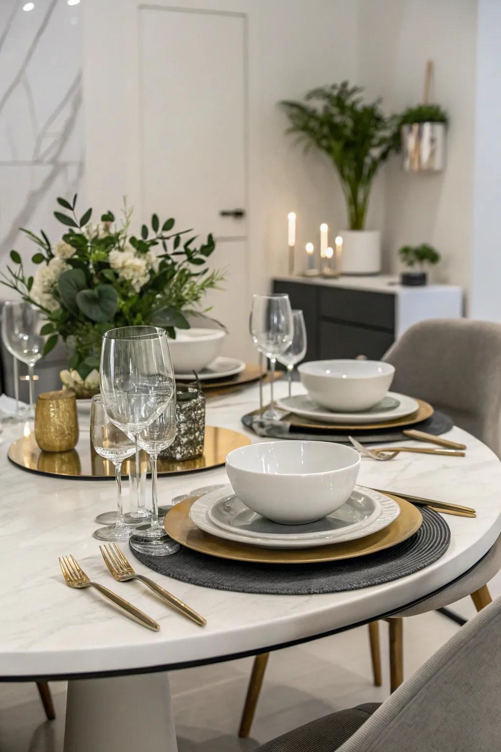 Harmony and stability create an orderly and sophisticated presentation.