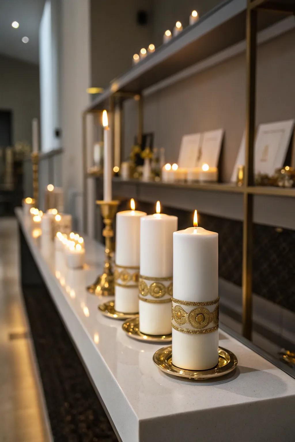 Flameless lights that cast a warm and luxurious glow.