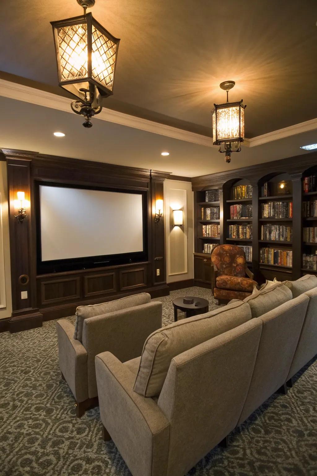Wall lights enclose your screen beautifully.