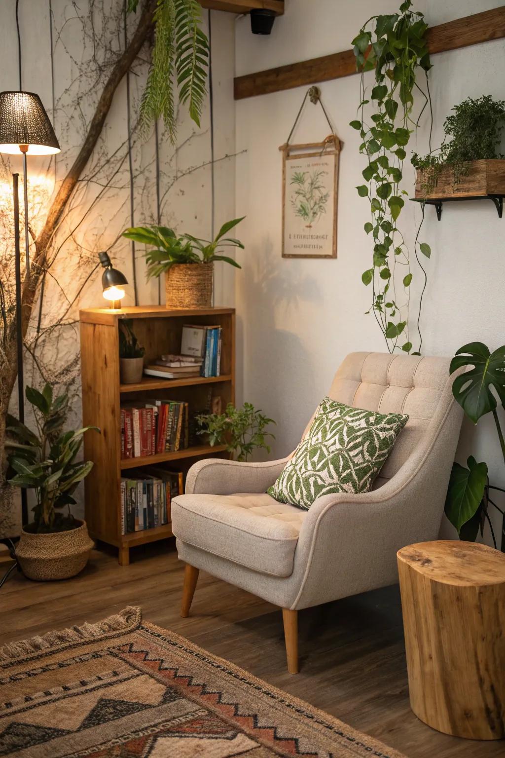 An inviting reading alcove is ideal for unwinding with a captivating book.