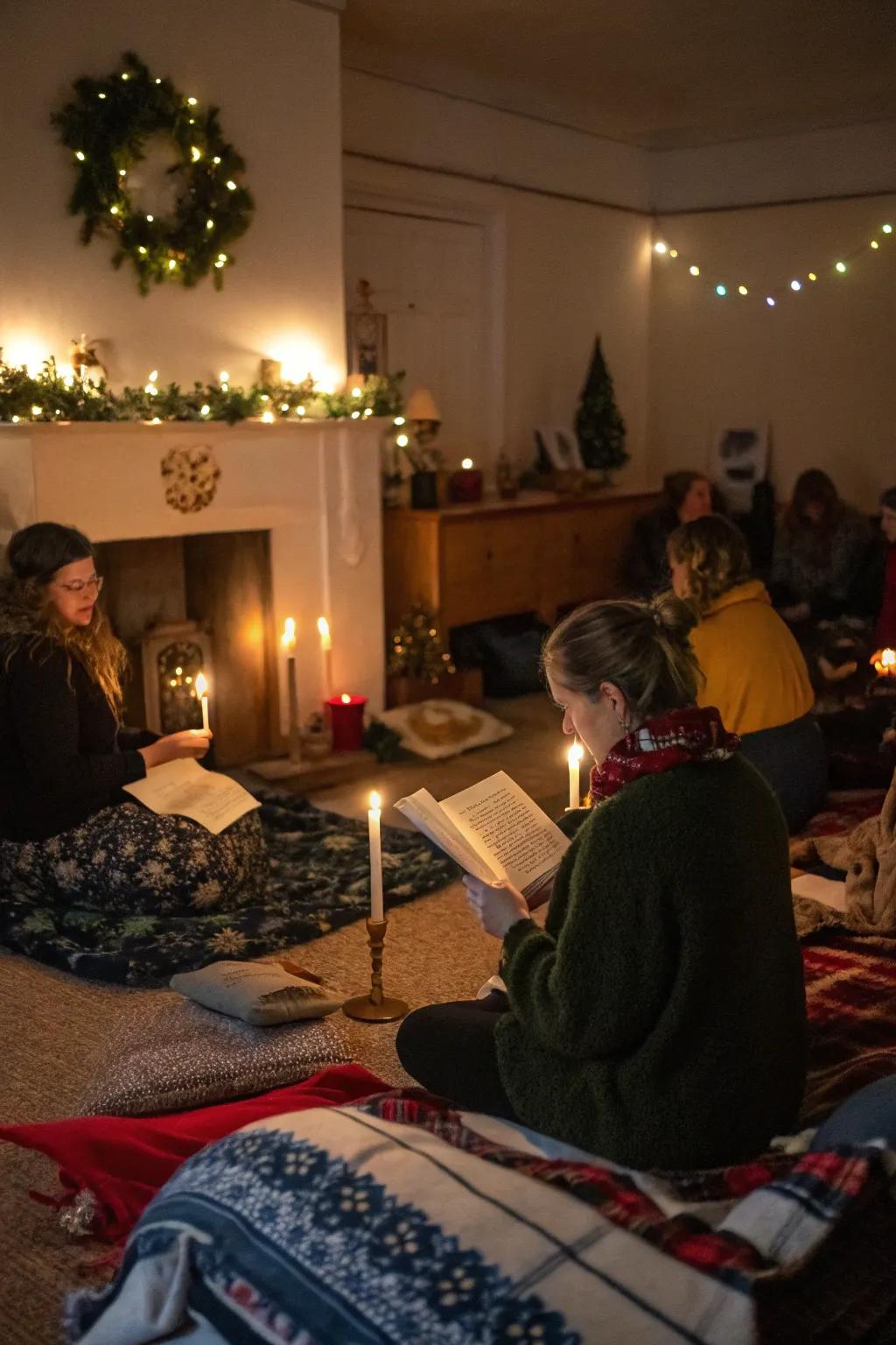An enchanted Yule celebration brimming with warmth and narrative sharing.