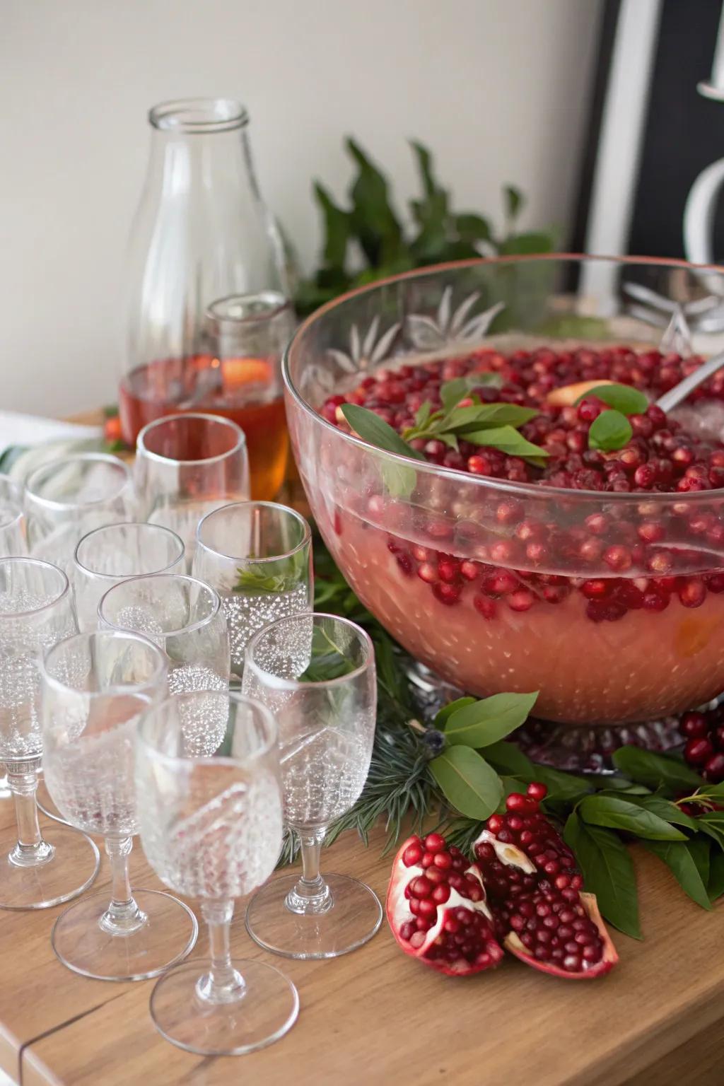 Lively crimson sparkle punch enhances a festive toast.