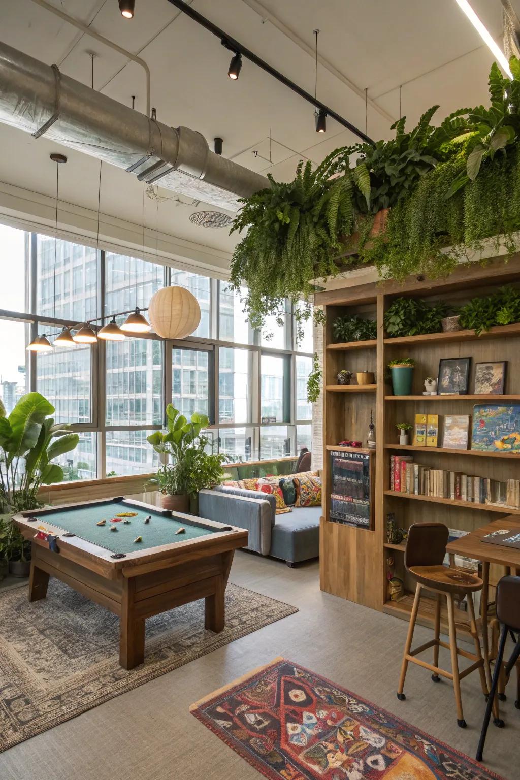 Natural elements add freshness and peace to your game room.