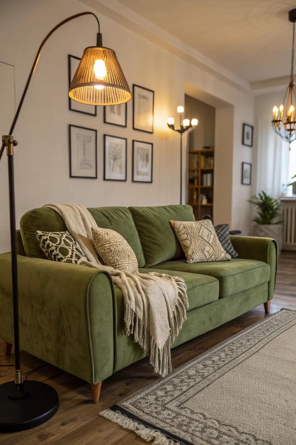 Warm lighting elevates the cozy sensation of a dwelling.