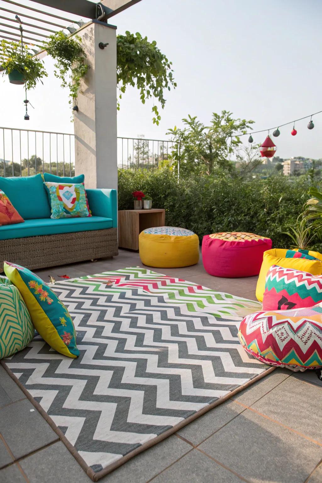 Vibrant energy using chevron patterns.