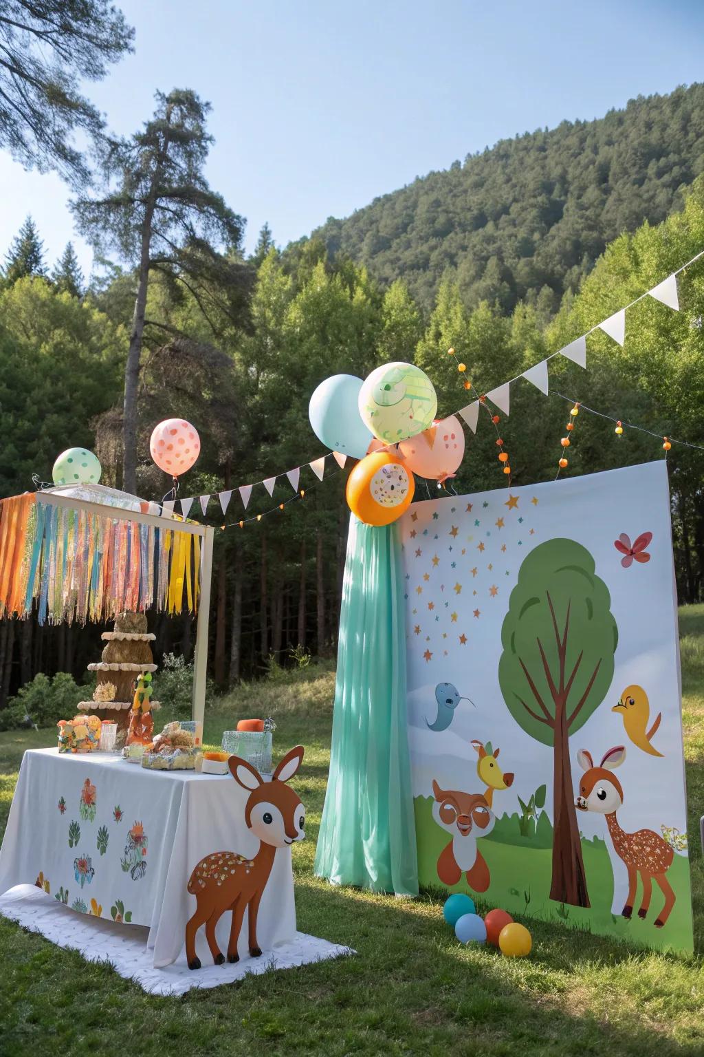 A woodland animal theme brings charm and whimsy to the celebration.