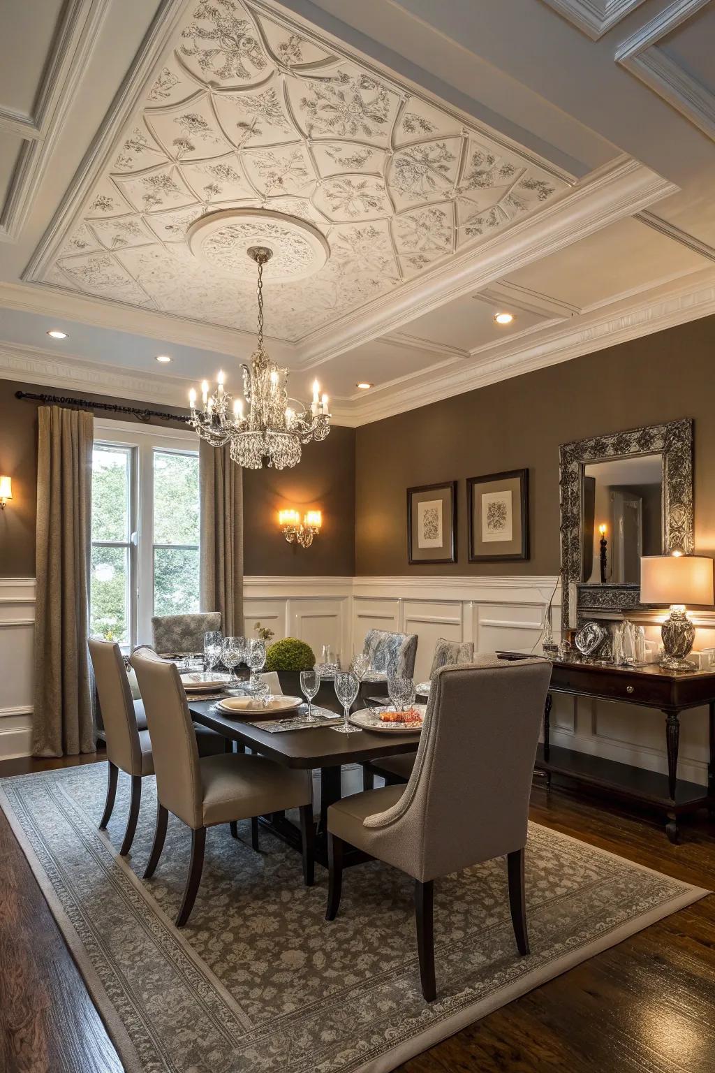 Timeless and modern components create a harmonious ceiling design.