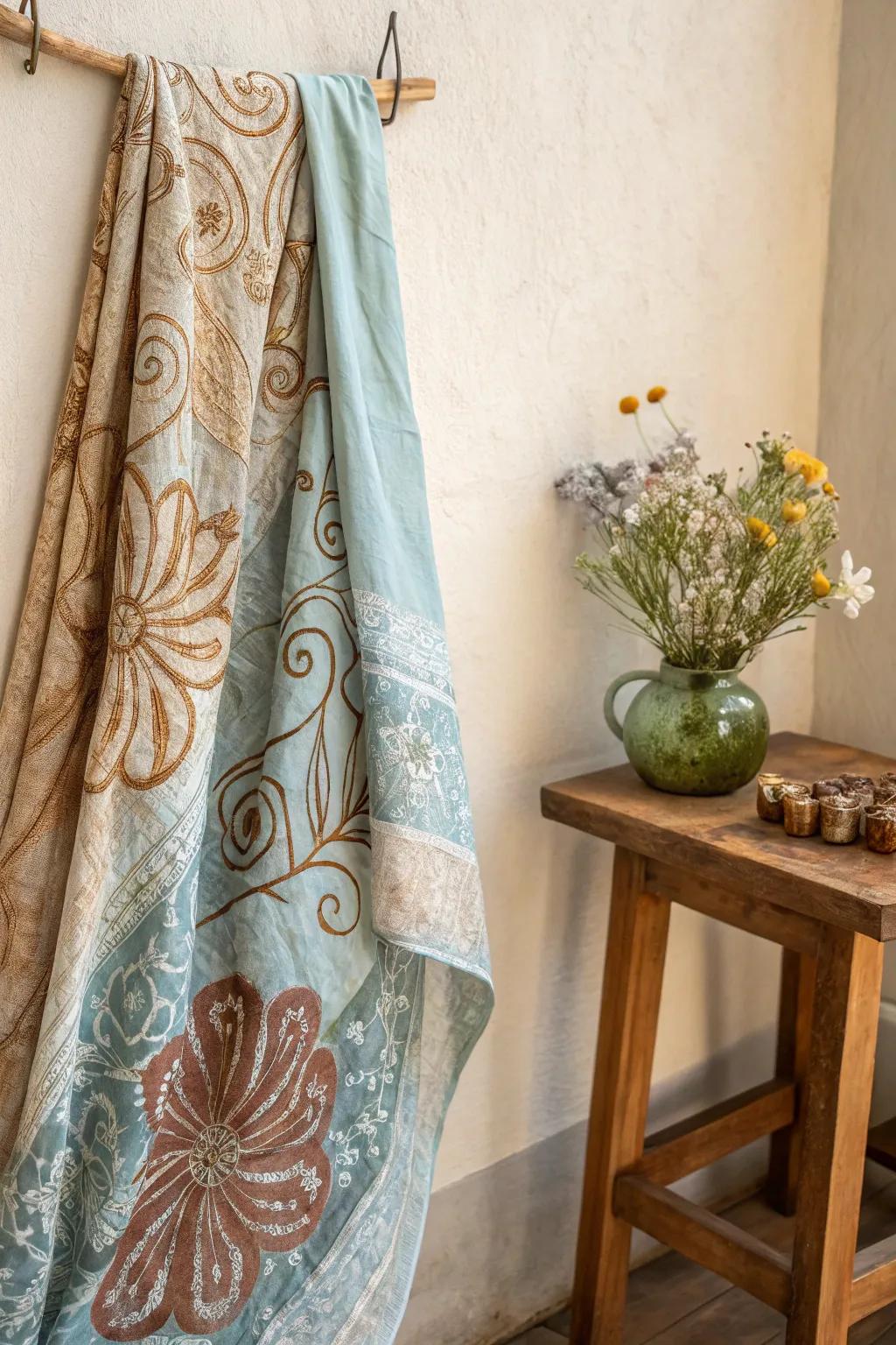 Embark on the realm of adhesive-based linen blocking for a dash of bohemian elegance.
