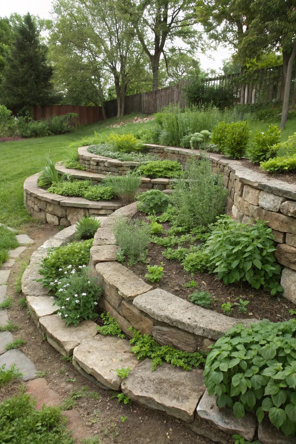 Winding stone herb space.
