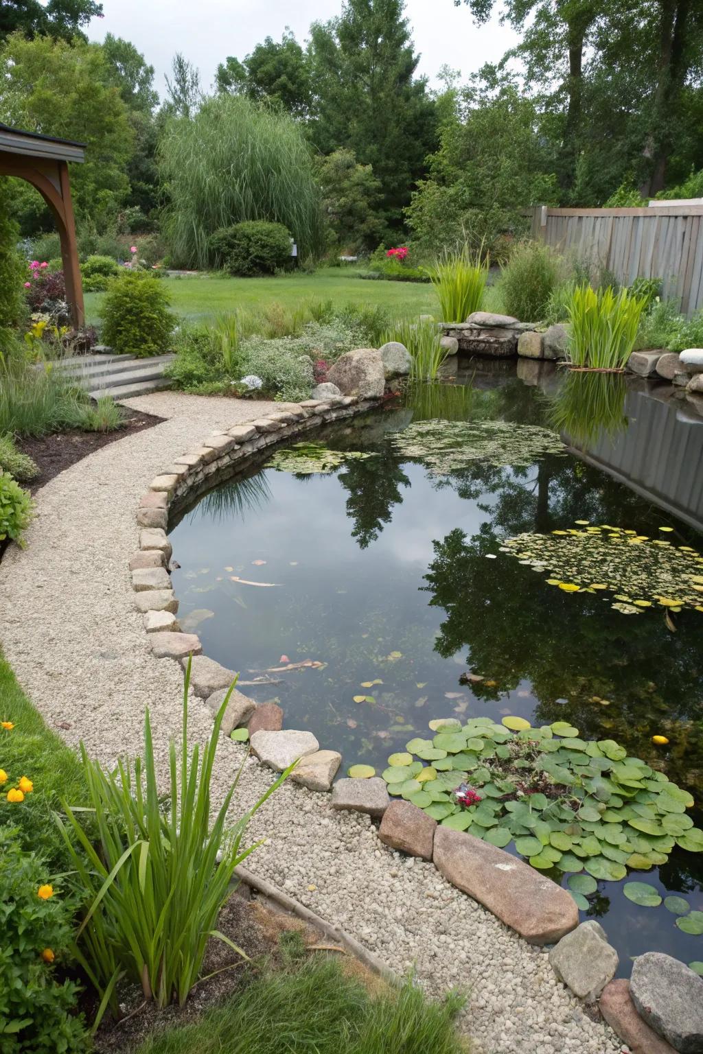 A tranquil water feature with organic elegance.