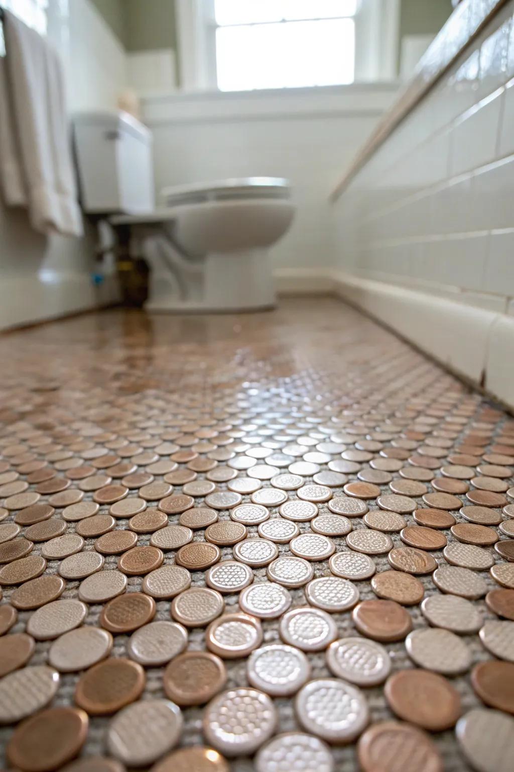 Durable and fashionable penny tiles perfect for high-traffic zones.