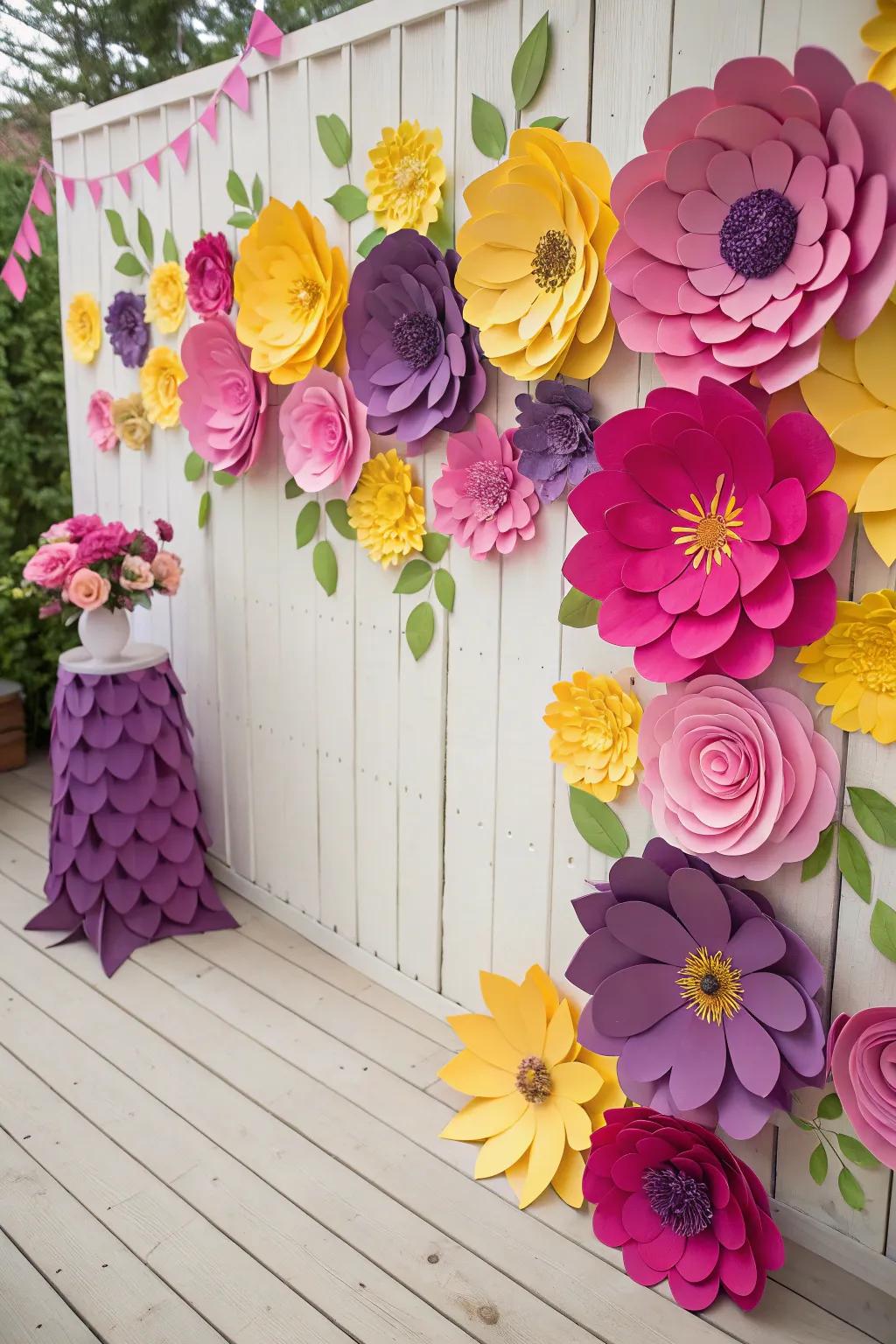 Delightful paper flowers for a whimsical touch.
