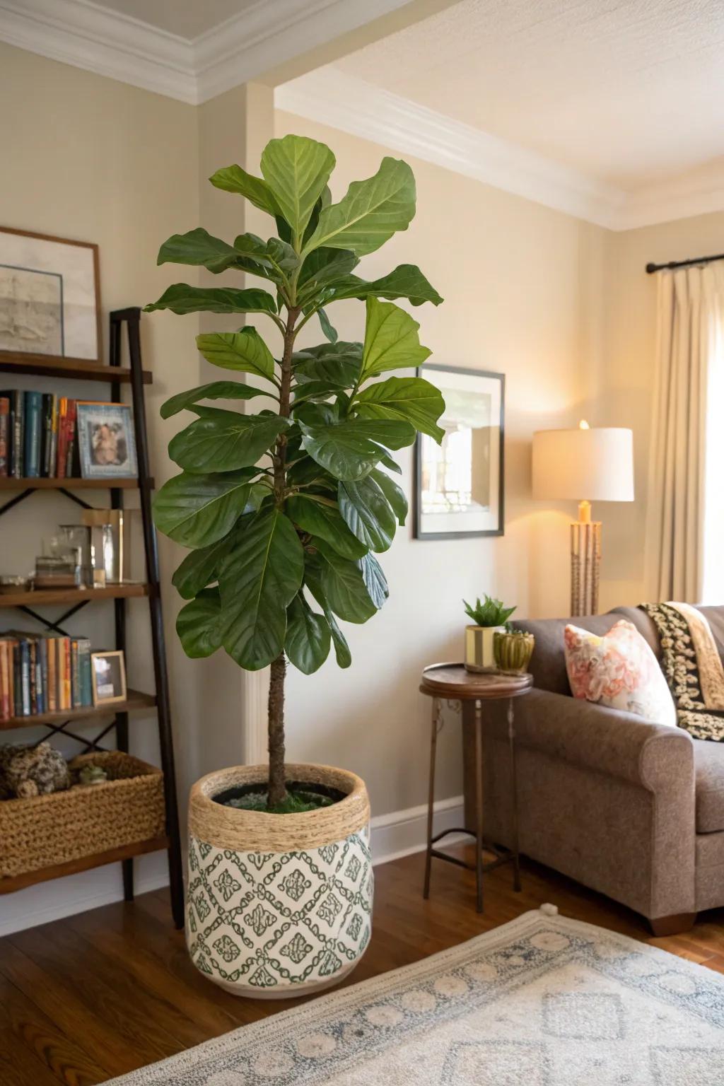 Breathe life into unused corners with tall, leafy plants.