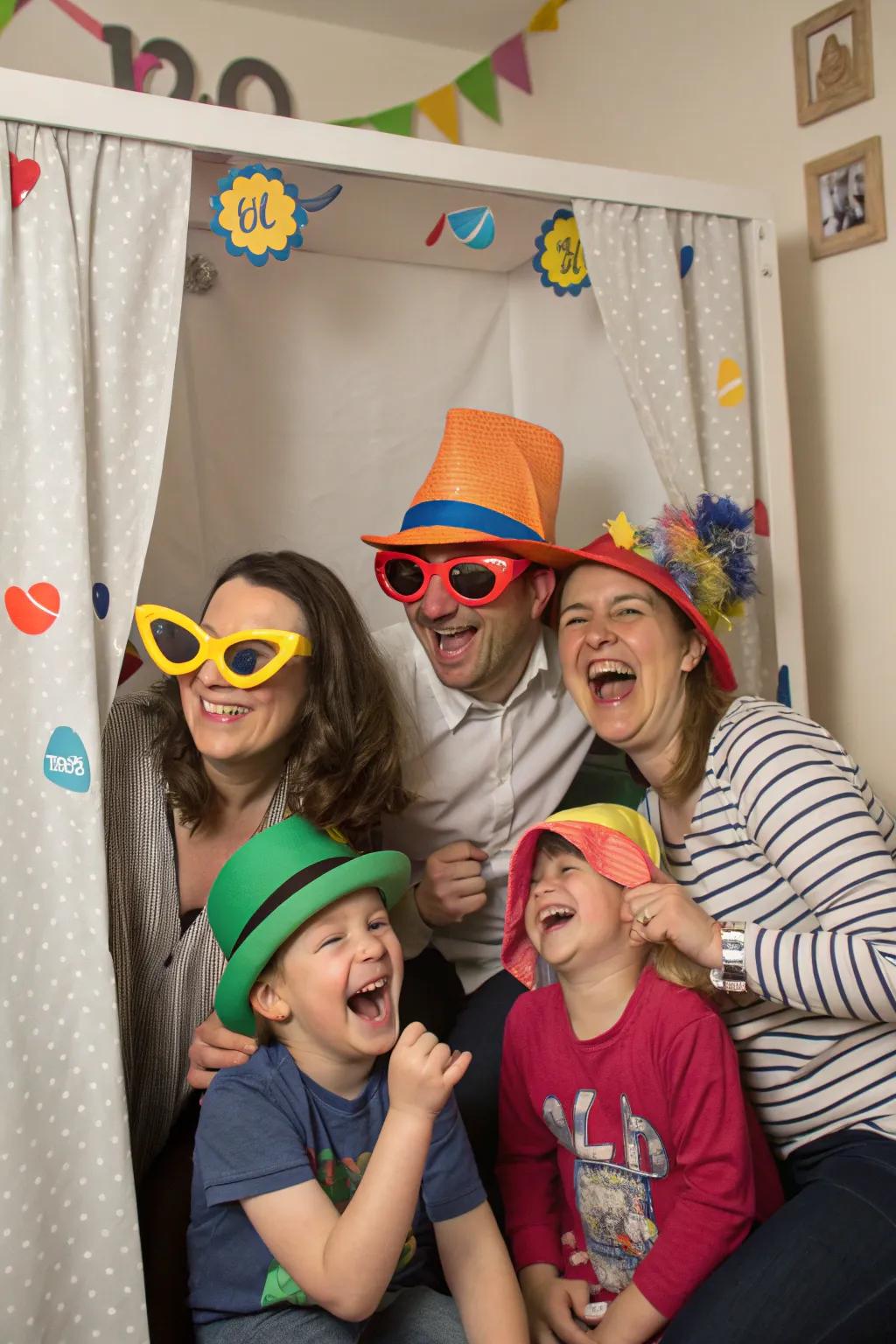 Use fun props and a DIY photo booth to bring out the smiles.