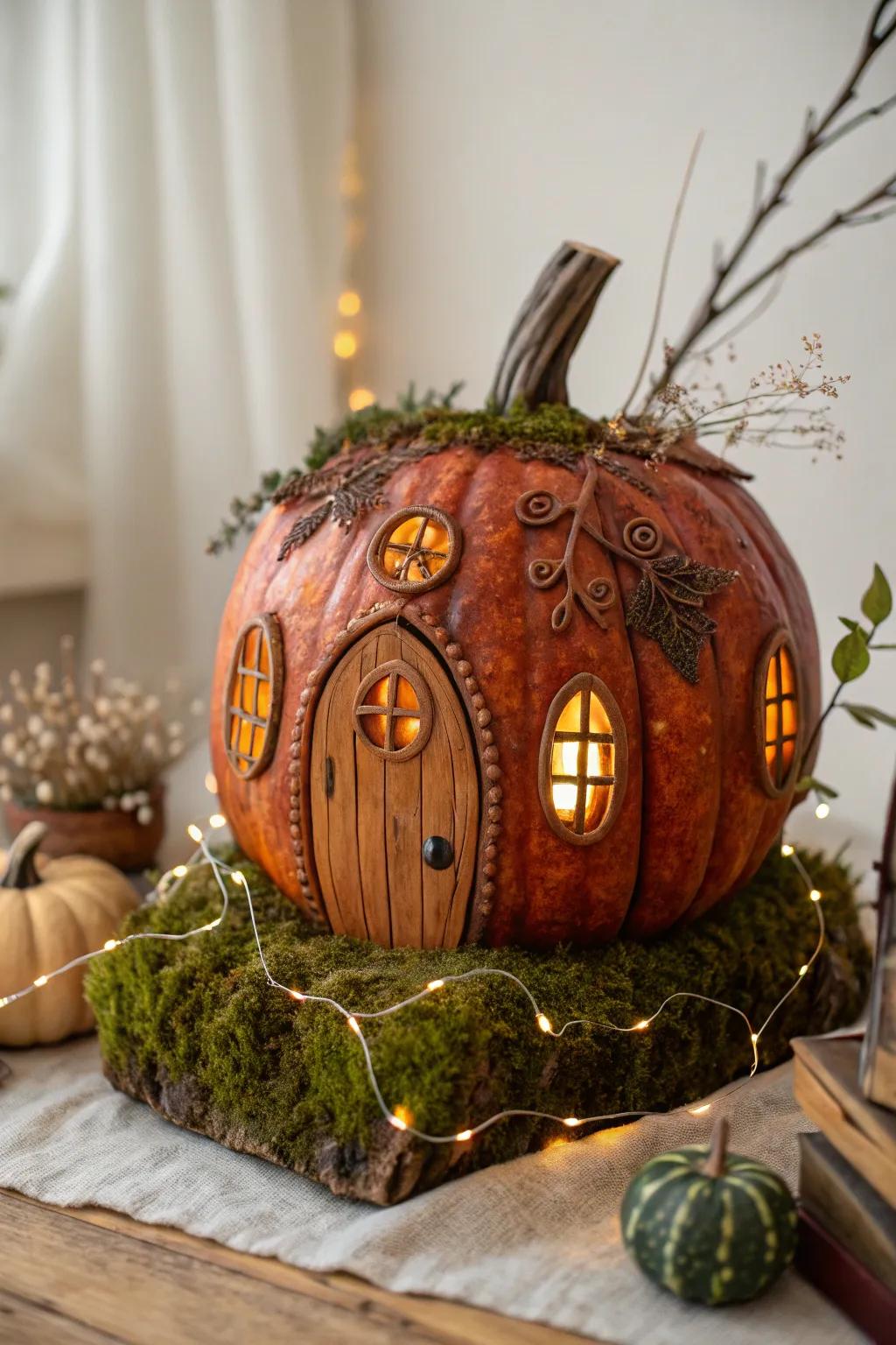 Transform your autumnal decor with a shimmer of pixie sorcery utilizing a legacy pumpkin pixie residence.