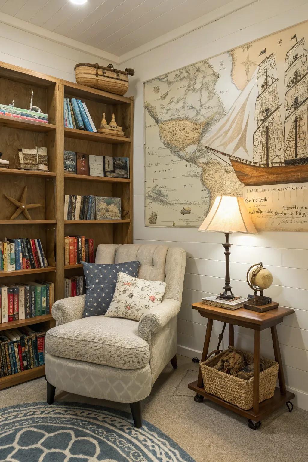 While reading, this themed nook will send you to your favorite places.