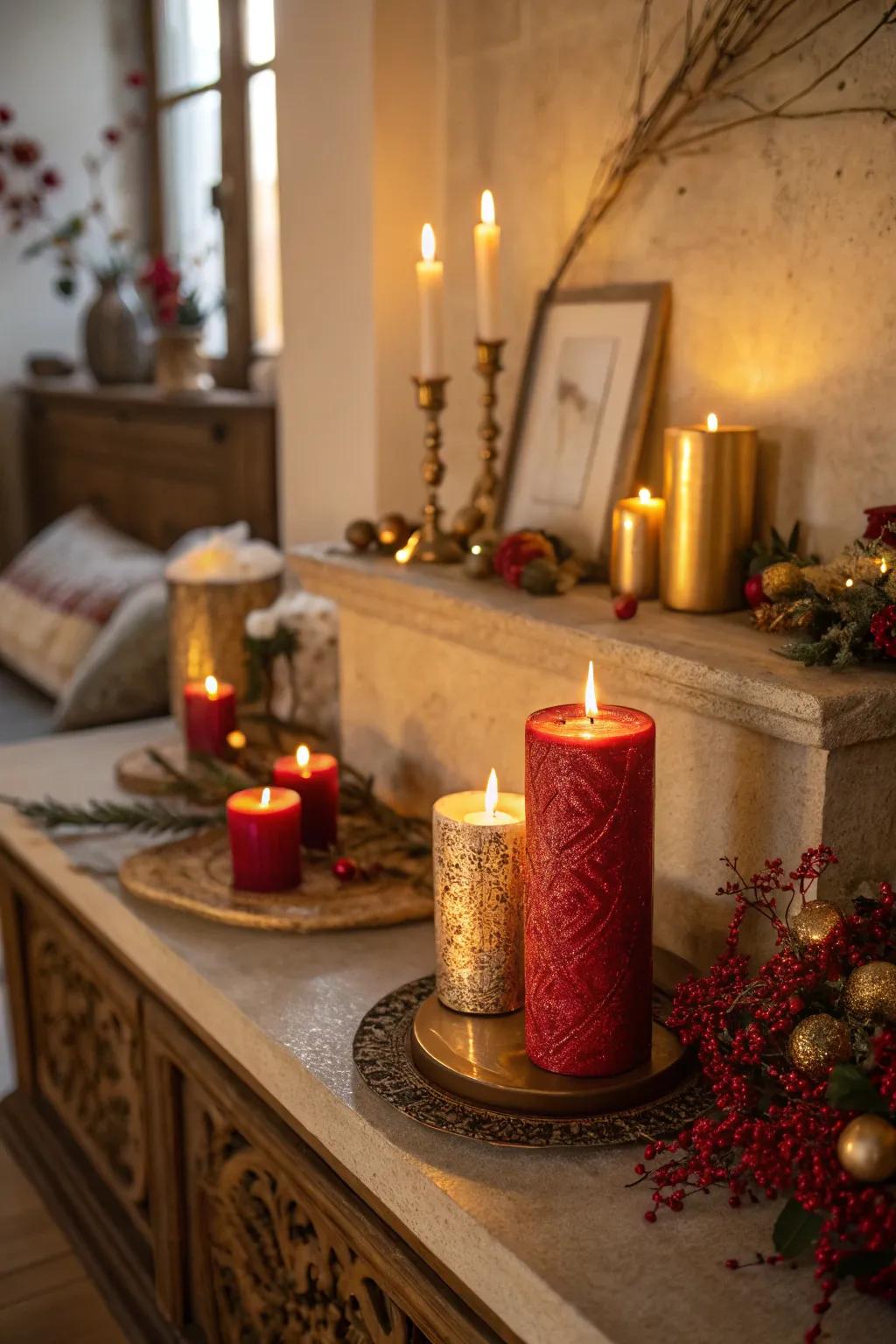 Candlelit ambience adds warmth and romance to the party.