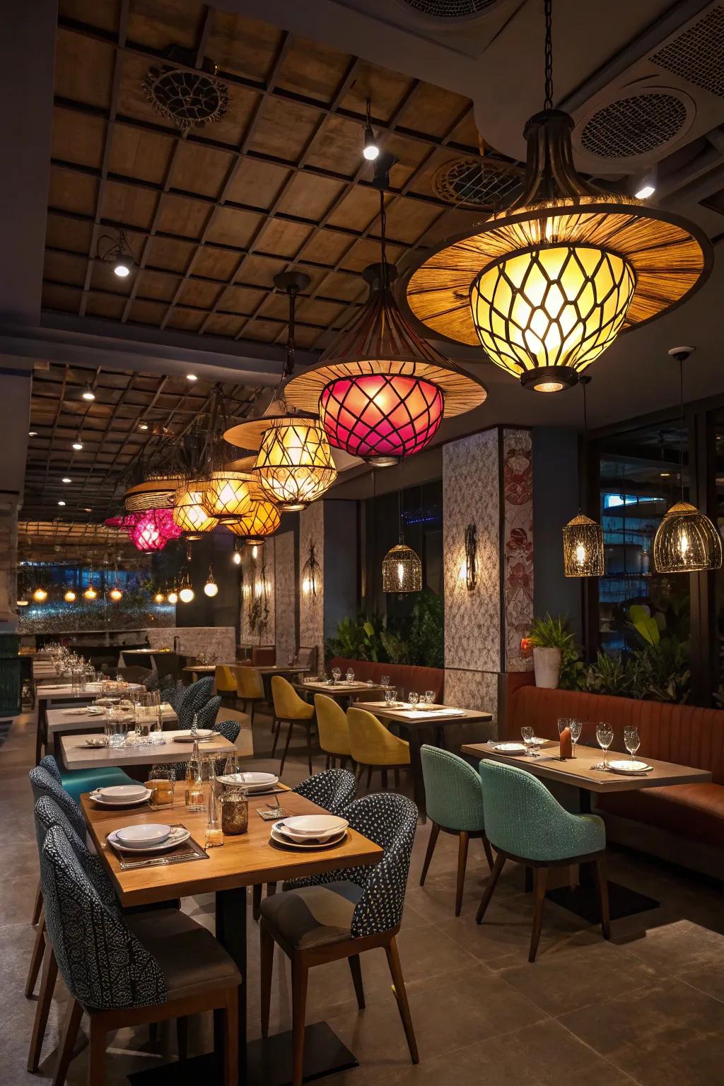 Artistic lighting components establish a striking declaration.