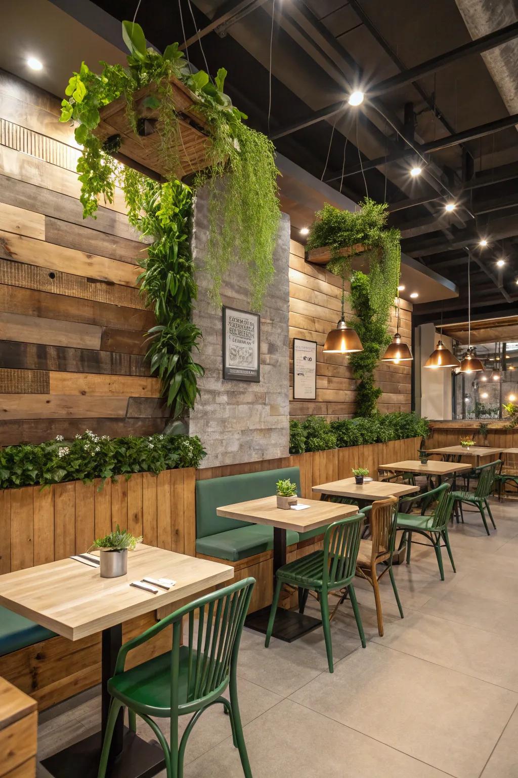 Ecologically sound architectural selections appeal to environmentally mindful diners.
