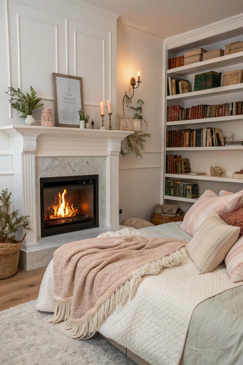 A fireplace feature enhances the room's comfort as a central element.