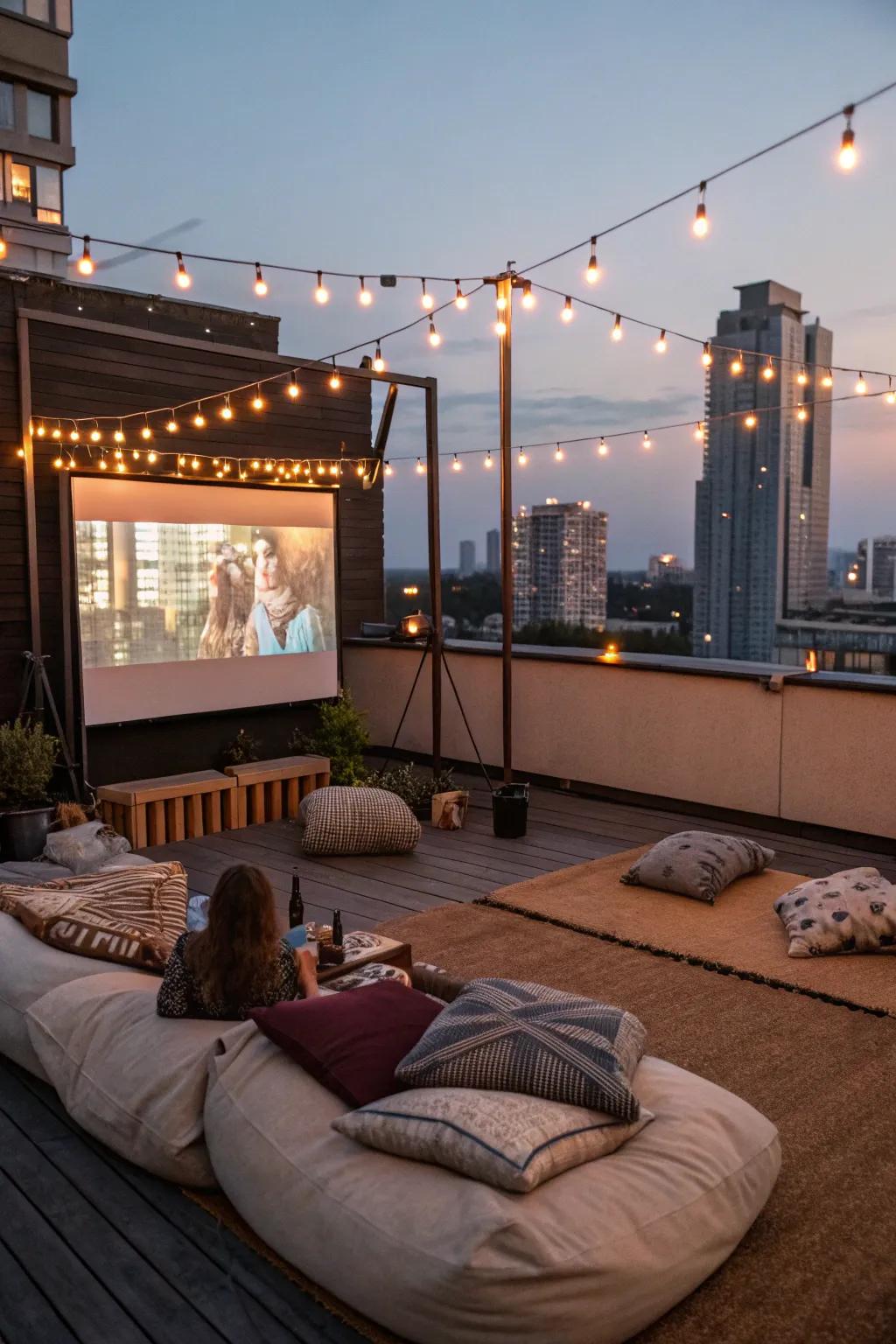 Host unforgettable movie nights utilizing a rooftop cinema.