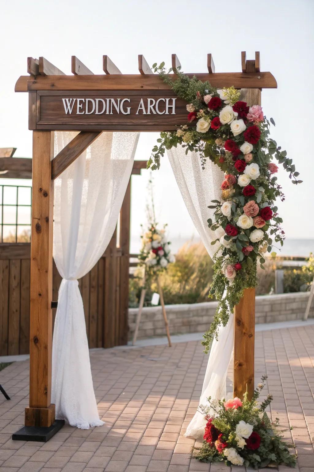 A personalized arch, which reflects the couple's distinctive narrative and style.