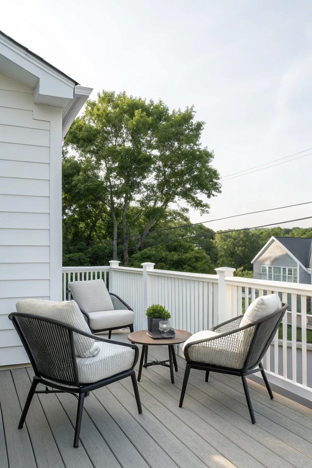 A chic minimalist deck emphasizing simplicity and sophistication.