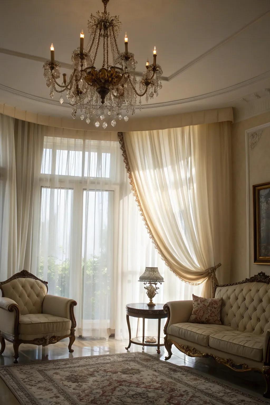 A fusion of relaxed sheers and formal aesthetic components produces a balanced and sophisticated aesthetic.