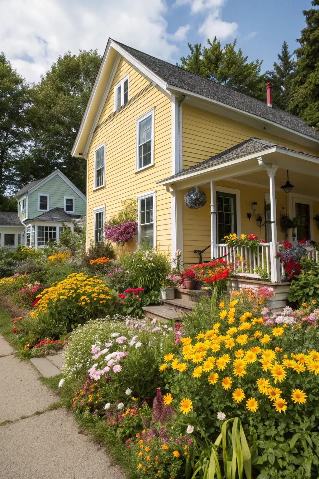 Radiant amber outer walls for a cheerful and welcoming residence.