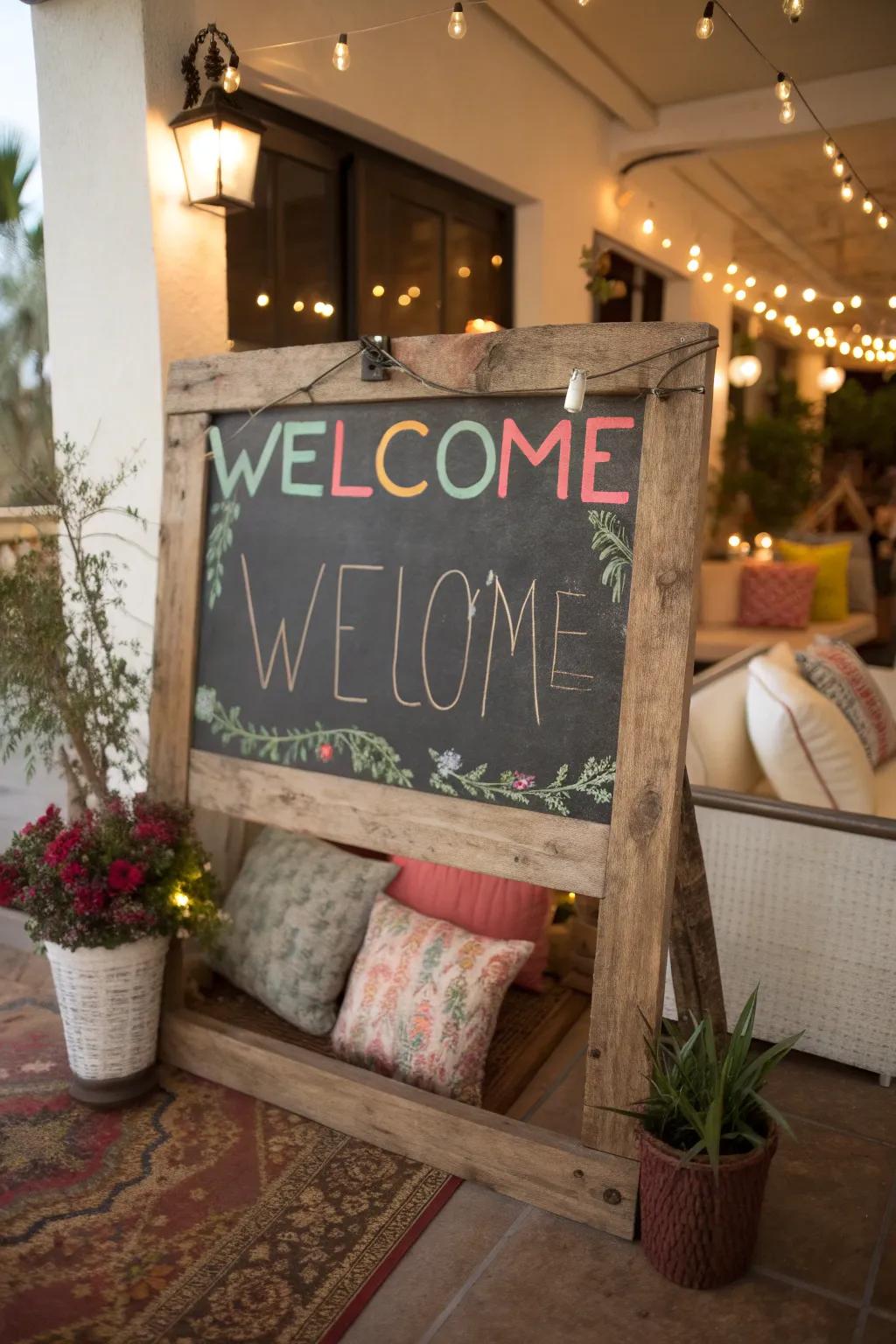 A letter board featuring a customized message for a warm greeting.