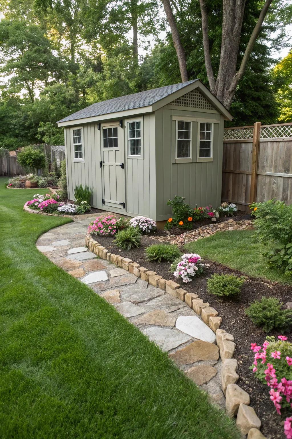 Natural stone edging delivers a rustic and well-defined boundary for your landscaping.
