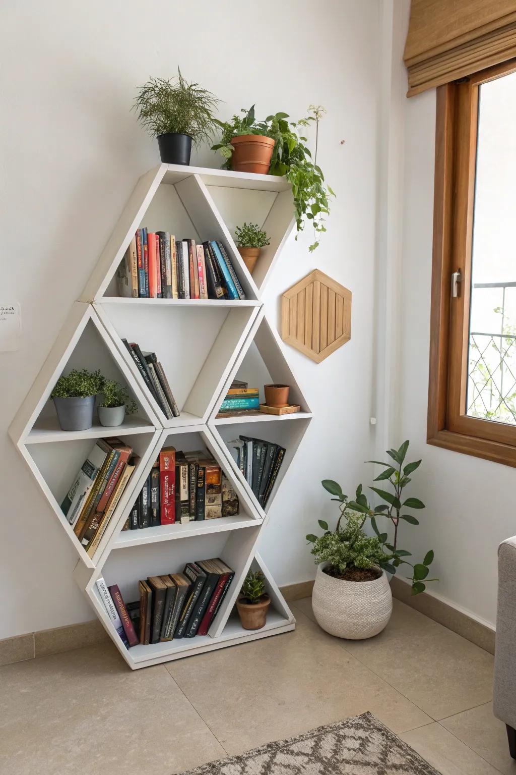 Geometric blueprints append a contemporary artistic aptitude.