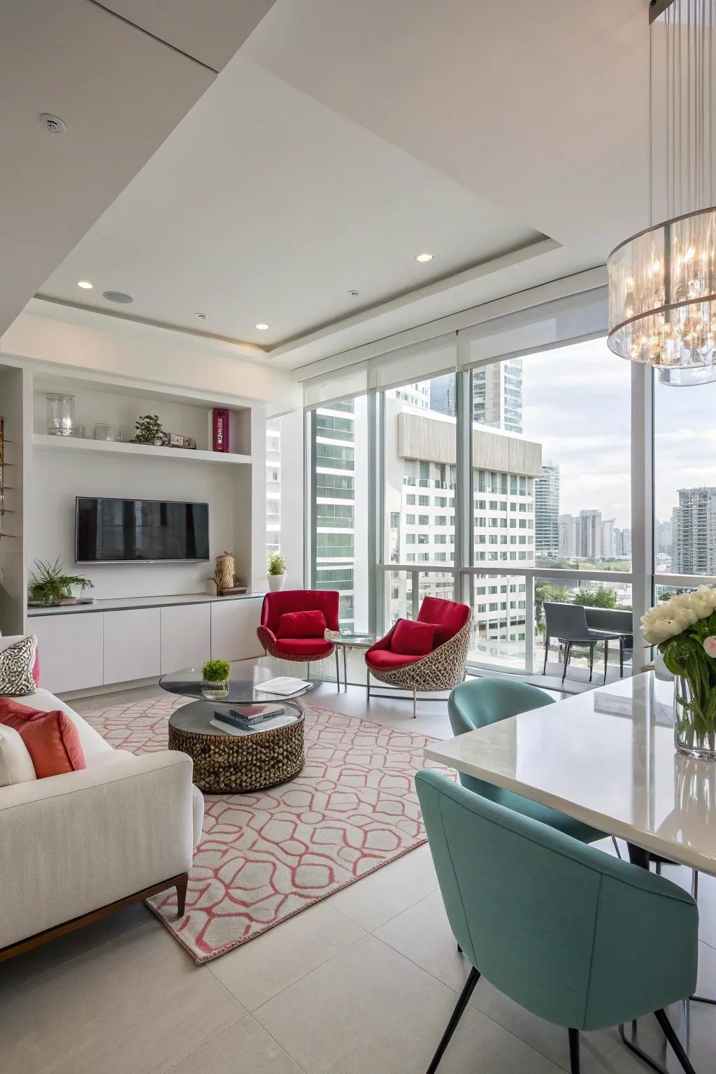 Modern themes keep condos stylish.