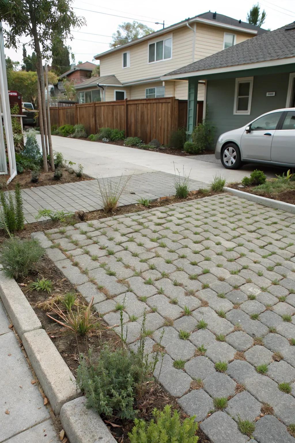 Permeable paving tenders sustainable and elegant parking resolutions.